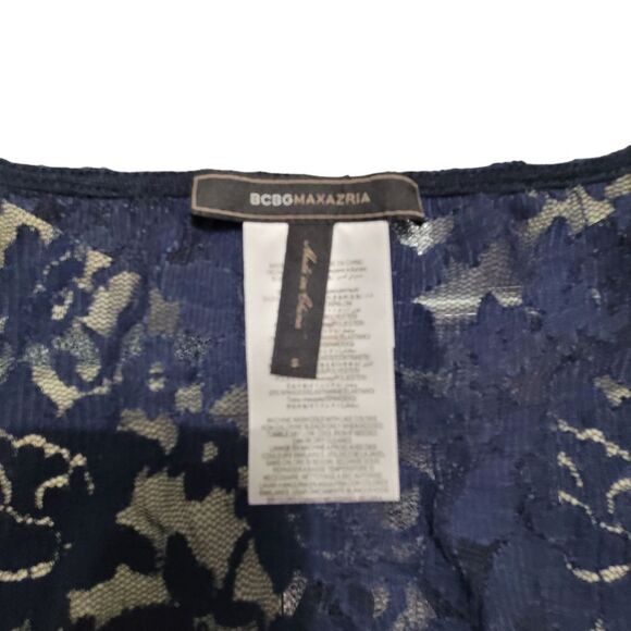 BCBGMAXAZRIA  Irini Navy Blue Lace Tank Top Shirt Sleeveless Small - Picture 7 of 9